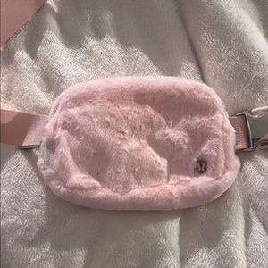 lululemon athletica light pink fur belt bag